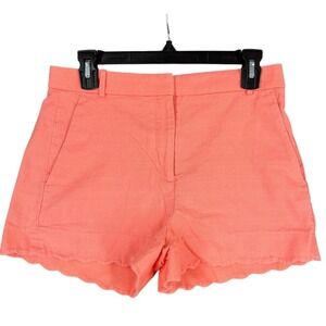 J.Crew Shorts Size 4 Salmon Scalloped Chino Stretch High‎ Waist Coastal Preppy